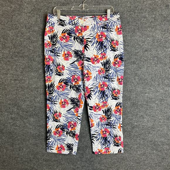 Talbots Womens Pant Size 10 Floral Tropical Cropped Multi Color Mid Rise Stretch - Picture 1 of 7